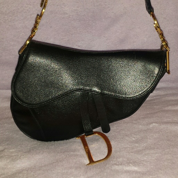 dior black leather saddle bag